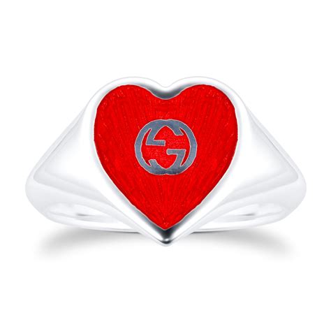 gucci open heart ring with sterling silver bead band|Gucci heart ring for sale.